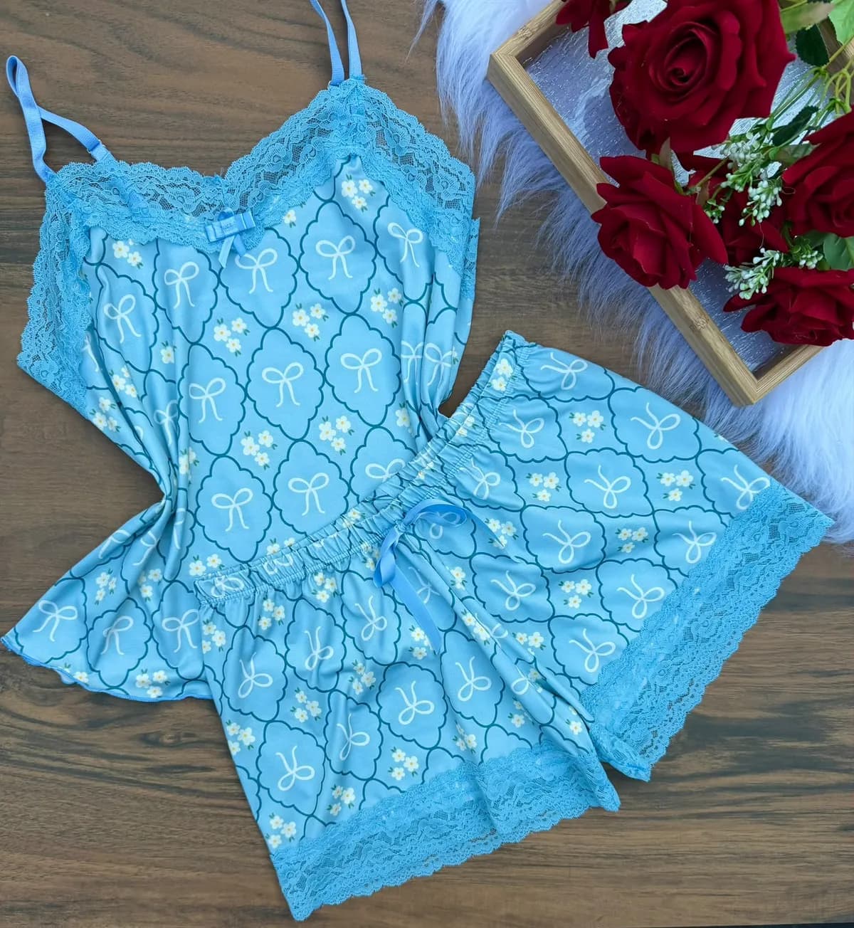 Baby Doll Felícia — Azul Estampado