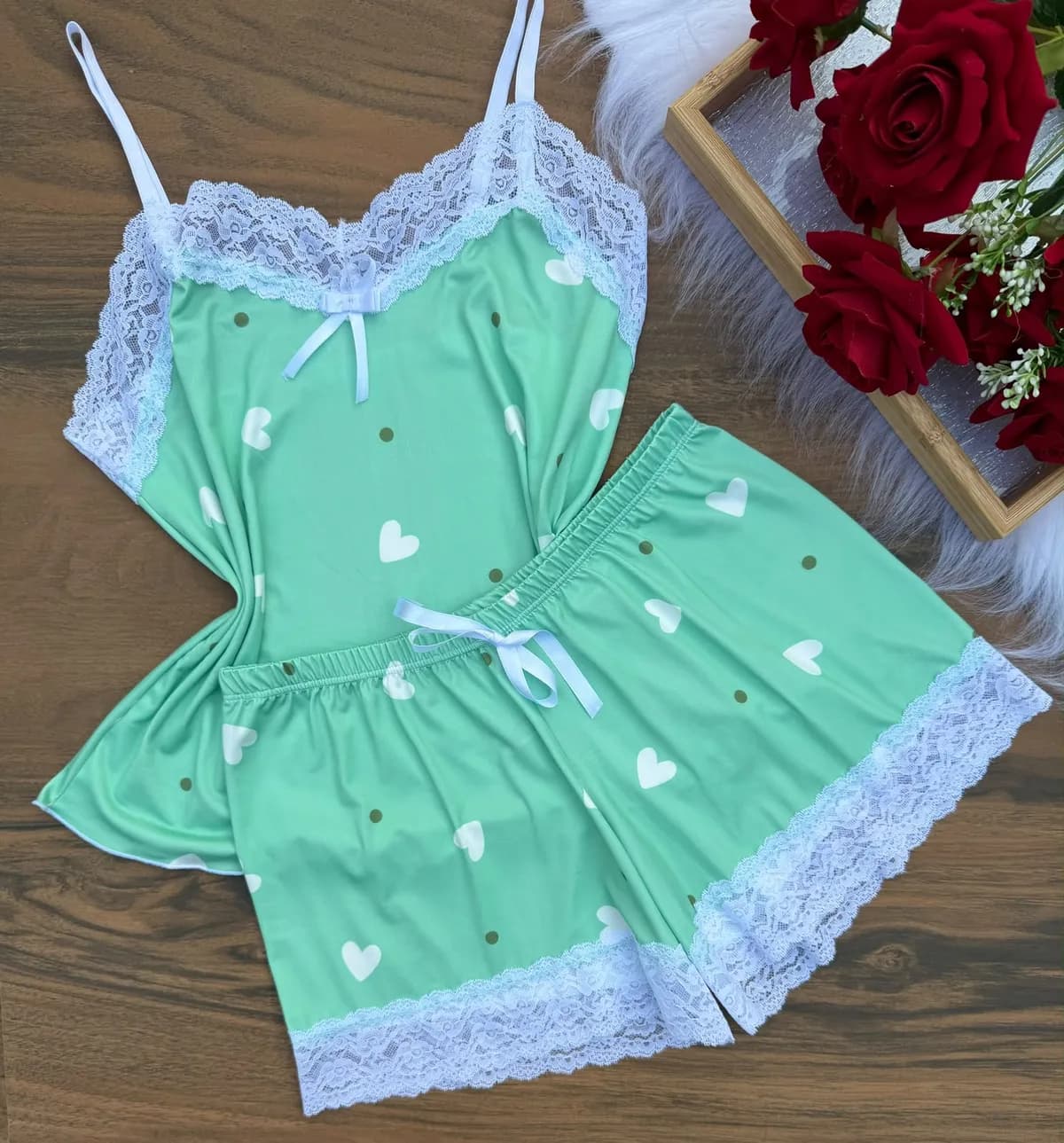 Baby Doll Felícia — Verde Corações