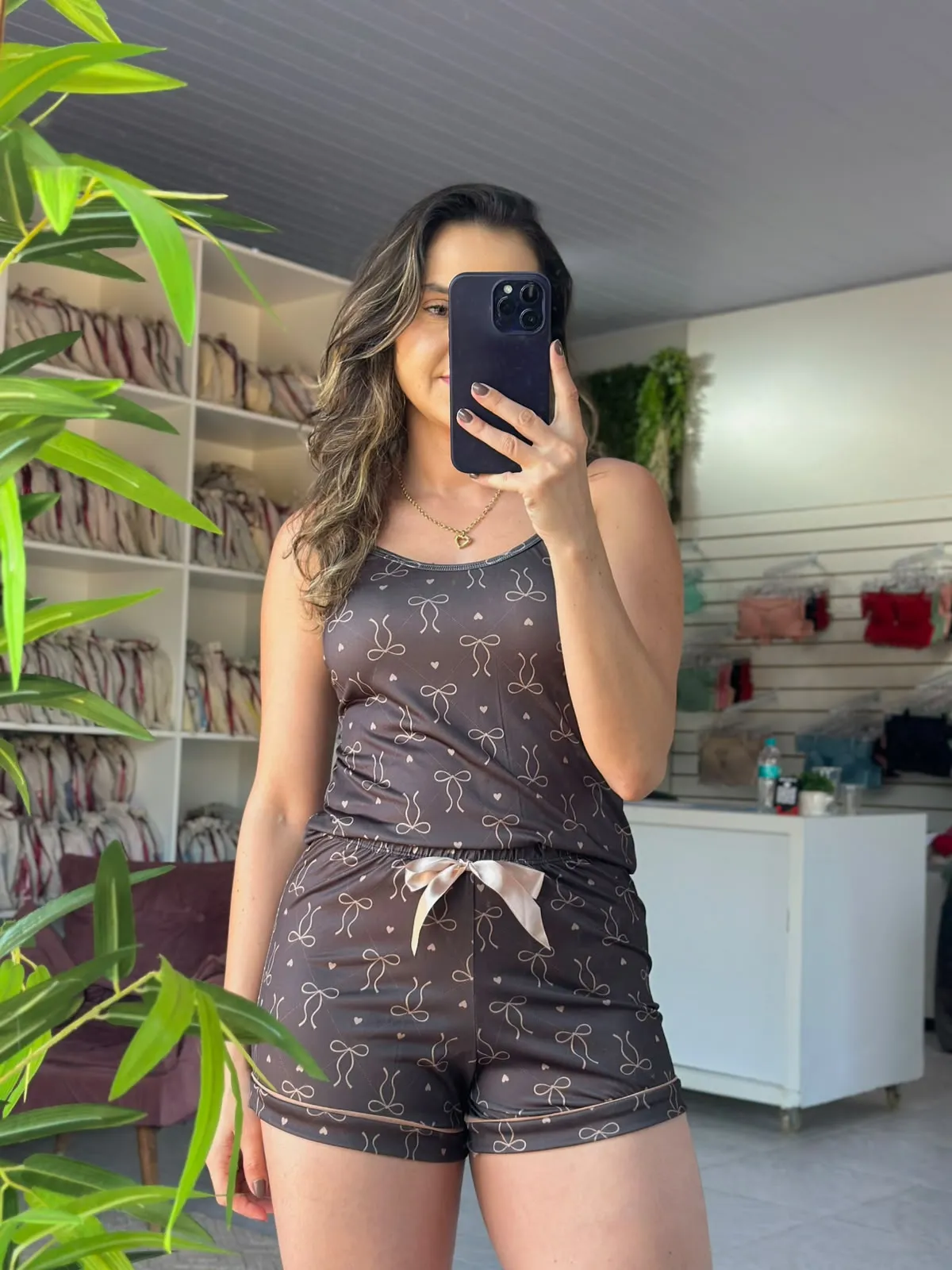 Baby Doll Luciana — Marrom Poá
