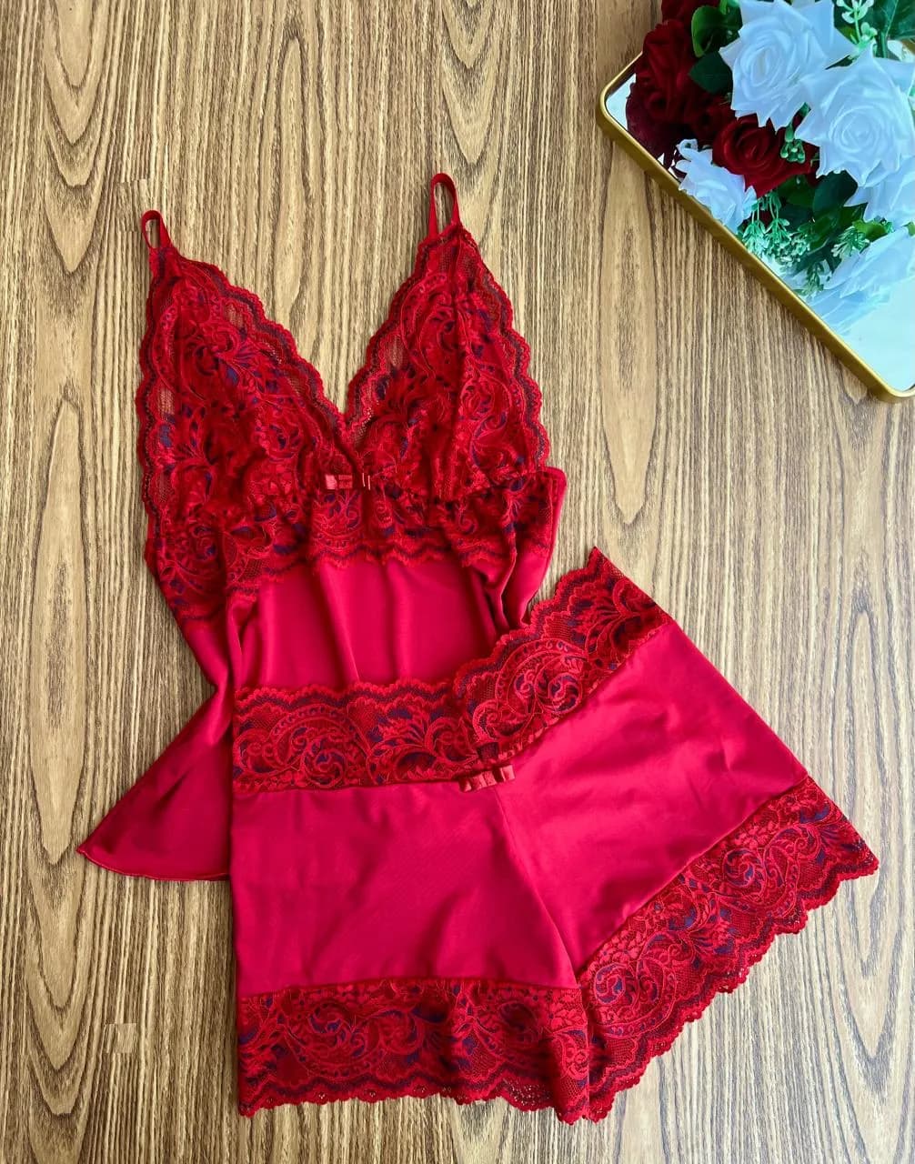 Baby Doll Short Curto — Vermelho