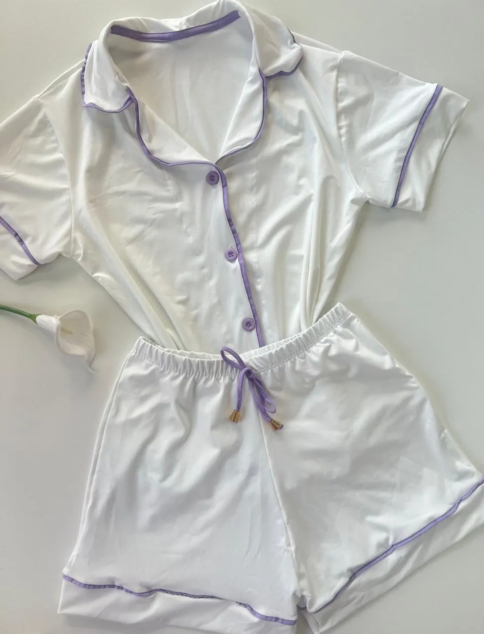 Pijama Americano Fluity Liso — Branco