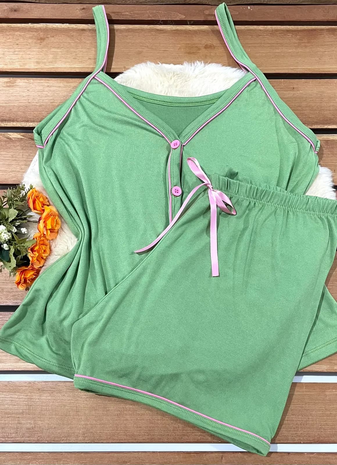 Pijama Americano Suede Plus Size — Verde
