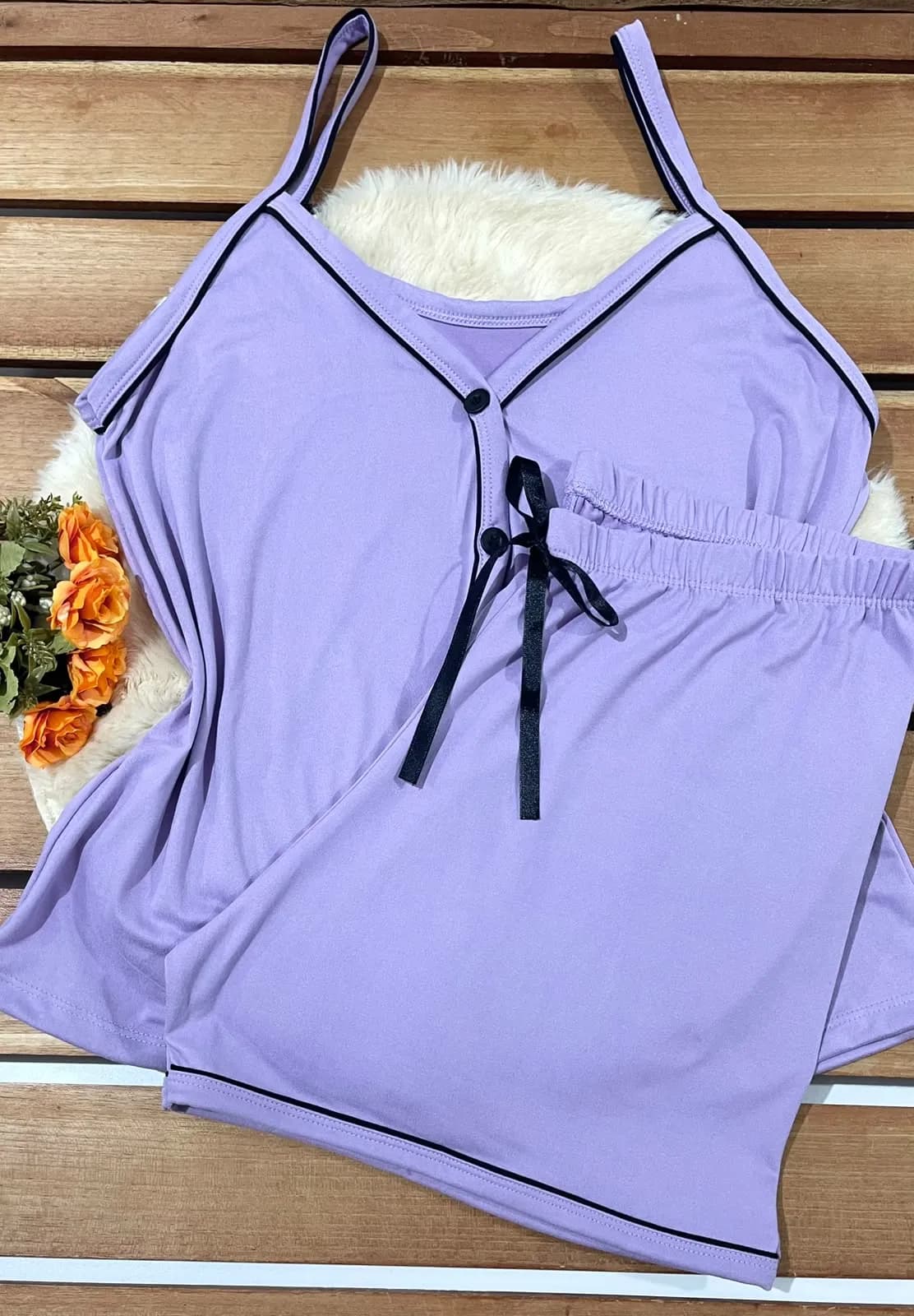 Pijama Americano Suede Plus Size — Lilás