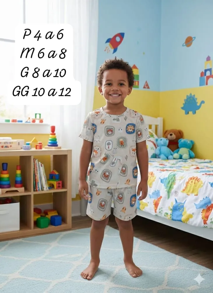 Pijama Infantil Menino — Leãozinho Cinza