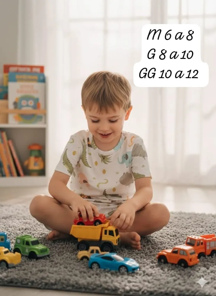 Pijama Infantil Menino — Caminhões Bege
