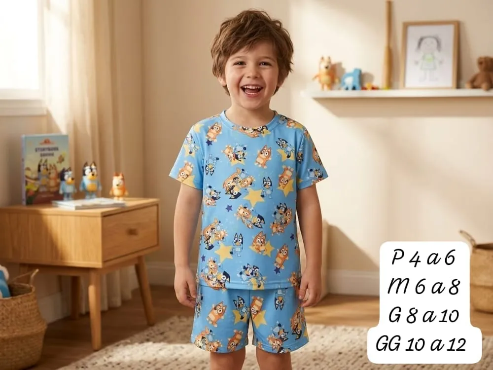 Pijama Infantil Menino — Bichinhos Azul Claro