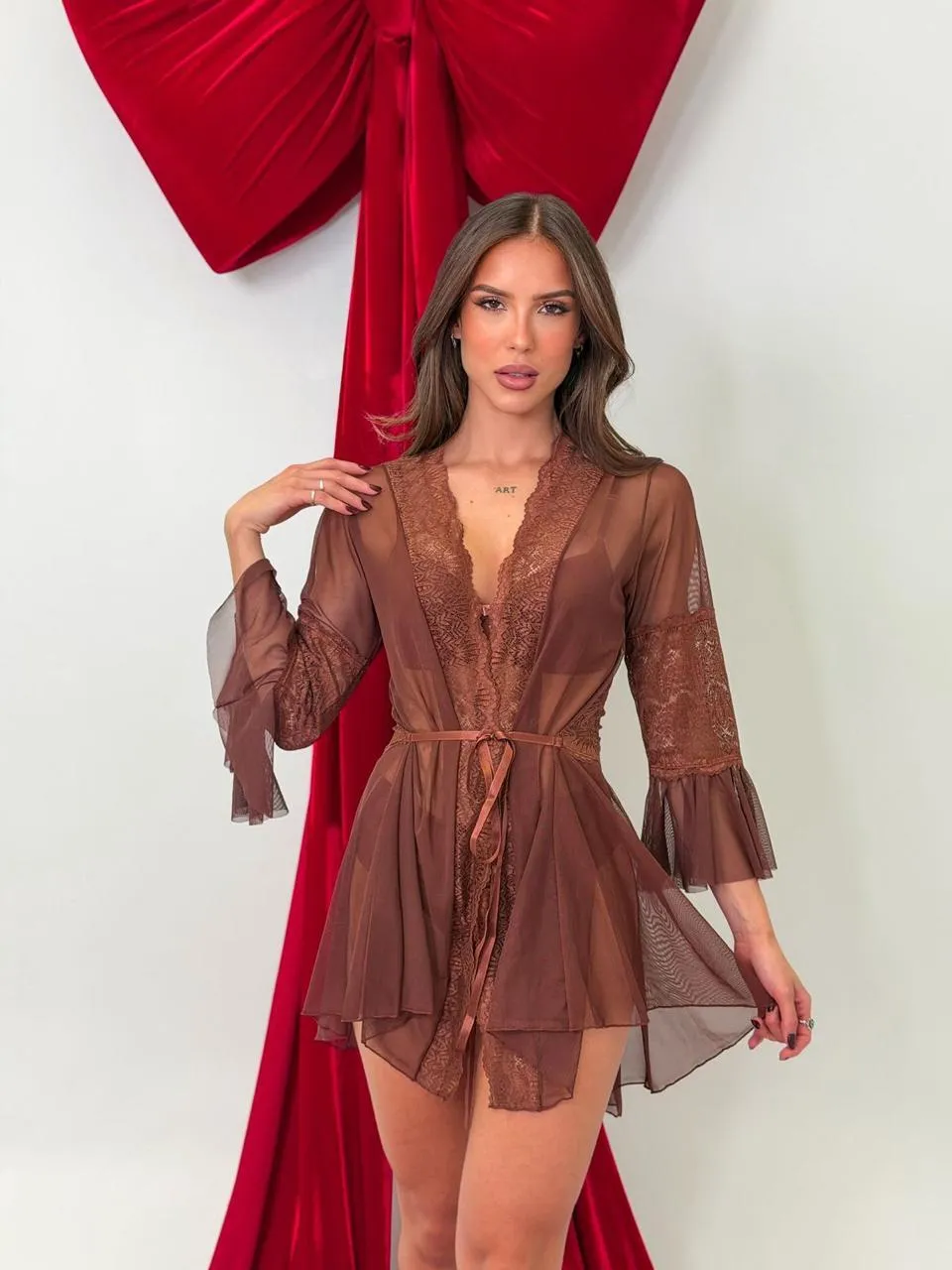 Robe Avulso de Tule Fino — Chocolate