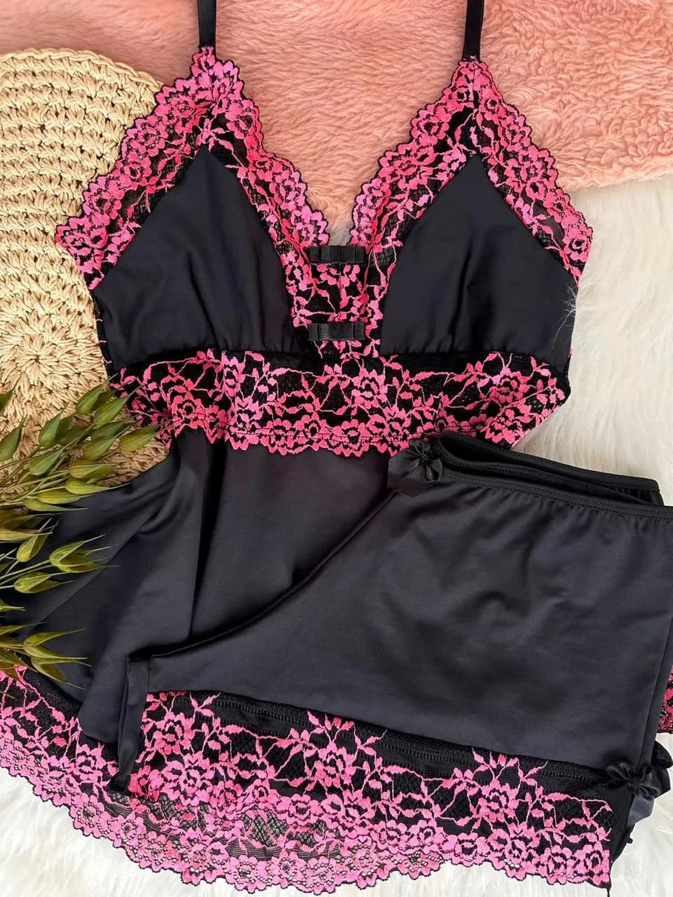 Baby Doll Diamante Borboleta — Preto