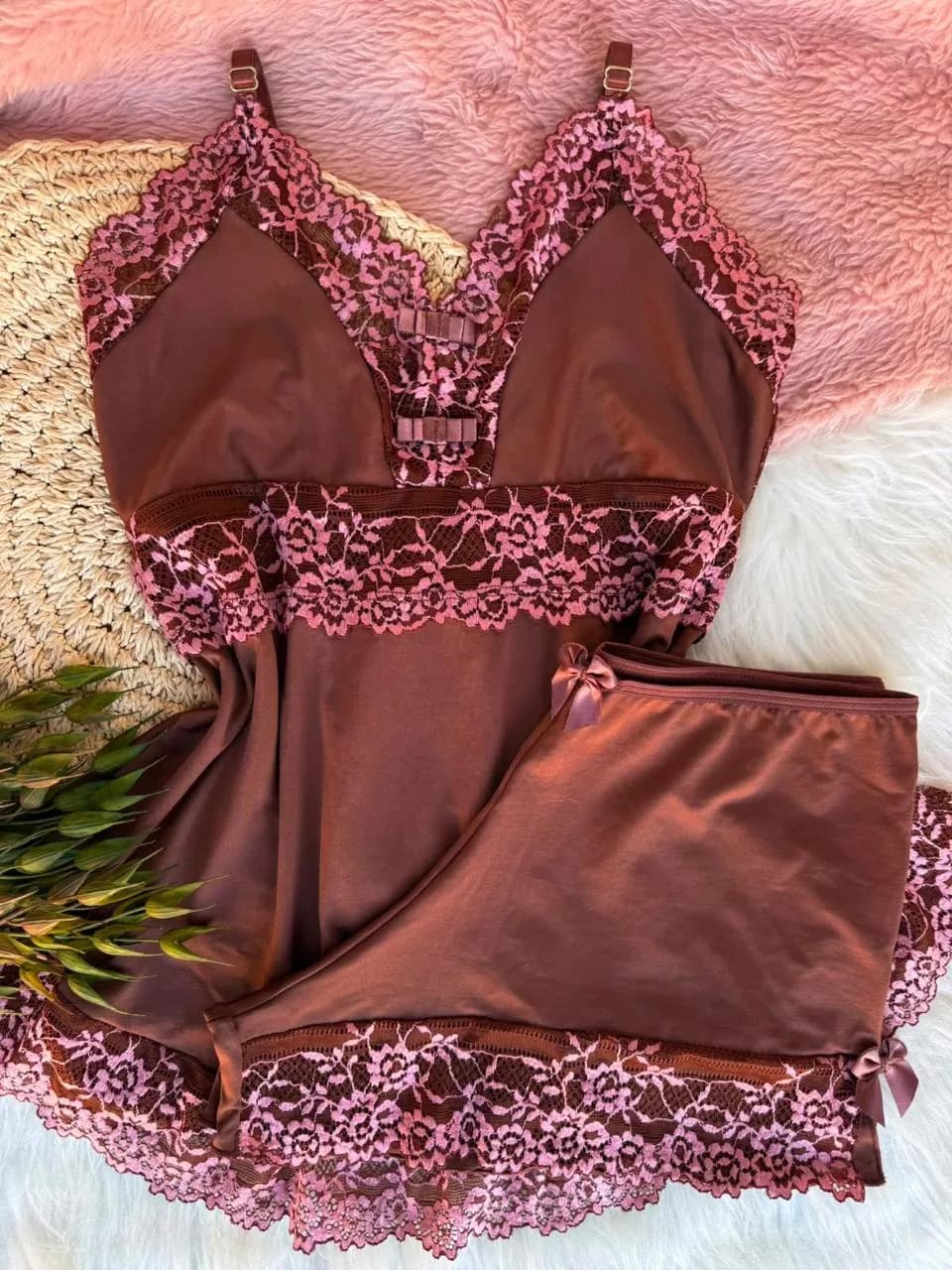 Baby Doll Diamante Borboleta — Chocolate