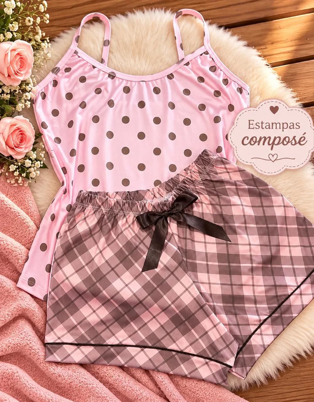 Baby Doll Karen — Poá Rosa e Marrom