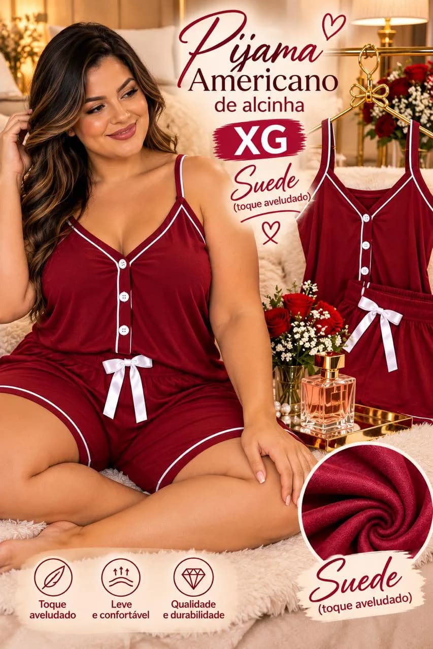 Pijama Americano Suede Plus Size